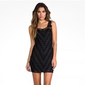 Free People Foiled Again Black & Silver lace mini dress size XS